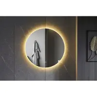 Quality Heating Spiegel rund 120 cm rahmenlos, rundum LED-Beleuchtung und Anti-Beschlag-Rahmen
