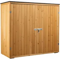 Wiltec Gartenhaus mit Doppeltür in Naturfarbe Holz 136 x 58 x 127 cm Gerätehaus für den Garten Geräteschuppen Gartenschrank Geräteschrank