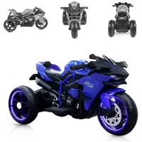 Moni Kinder Elektromotorrad Ninja, drei Kunststoffräder, LED-Beleuchtung, Mp3