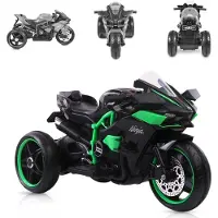 Moni Kinder Elektromotorrad Ninja, drei Kunststoffräder, LED-Beleuchtung, Mp3