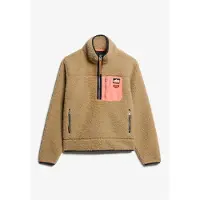 Superdry für Damen. W2012343A Vintage Retro beige halber Reißverschluss Fleece (M), Lässig, Polyester