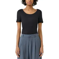 QS Kurzarmshirt , Damen, Gr. M (38), schwarz, Jersey, Obermaterial: 94% Polyamid, 6% Elasthan, unifarben, körpernah hüftbedeckend, tiefer Rundhals, Shirts Kurzarmshirt, mit tiefem Rundhals