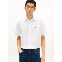 Tommy Hilfiger Kurzarmhemd "FLEX POPLIN PRINT Regular Fit", Herren, Gr. XL (54/56), N-Gr, weiß (weiß, allover), Web, Obermaterial: 100% Baumwolle, regular fit normal, Hemden Kurzarmhemd