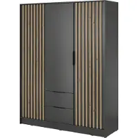 Masseno Drehtürenschrank NELIANA 155 cm Kleiderschrank Schlafzimmer Schrank 3-türig Graphitfarben