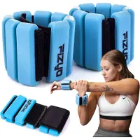 Fizyo Einstellbare Silikon Knöchel & Handgelenk Gewichts-Set, 2 Stück, Ideal für Fitness, Laufen, Yoga, Pilates, Rehabilitation, Schwimmbad Blau, 900g