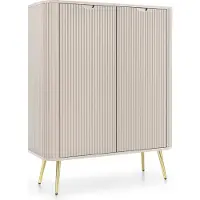 Masseno Kommode ZENZERO 103 cm Highboard mit 2 Türen für Wohnzimmer Schlafzimmer Modern 103x39x129 cm Kaschmir / Kaschmir