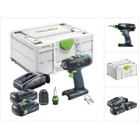 Festool T 18+3 Basic Akku Bohrschrauber 18 V 50 Nm Brushless + 2x Akku 3,0 Ah + Ladegerät + Systainer