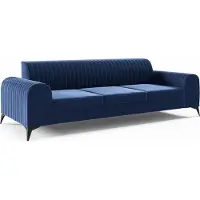 LIKMA Marineblau 3 Sitzer Samt Sofa Elsa 234x77x93 cm 3-er Couchgarnitur Hydrophobe Beschichtung Velvet Moderne Wohnzimmer Couch Velours Glamour Design Stoff Fresh 11