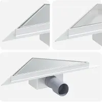 Syfax 2 in 1 Dreiecks-Duschabfluss Silber 32 x 32 x 7,5 cm