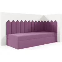 LIKMA Kinderbett 100x200 cm Violett Bett mit Bettkasten Jugendbett Polsterbett Kopfteil Velvet Stoff