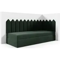 LIKMA Kinderbett 90x160 cm Flaschengrün Bett mit Bettkasten Jugendbett Polsterbett Kopfteil Velvet Stoff