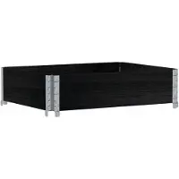 Syfax Paletten-Aufsatzrahmen Schwarz 80x60 cm Massivholz Kiefer