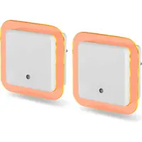 Northpoint LED Nachtlicht Bernsteinweißes Licht (1500-1800K) 2er-Set Eckig Dämmerungssensor & USB-Anschlüssen