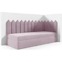 LIKMA Kinderbett 70x180 cm Zartes Heidekraut Bett mit Bettkasten Jugendbett Polsterbett Kopfteil Velvet Stoff