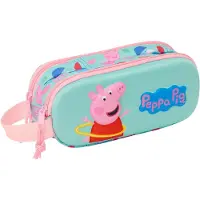 Pipsa Possu Peppa Pig 3d Double Mäppchen Mehrfarbig Mann Mehrfarbig One Size