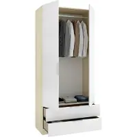 Dmora Montclare - Kleiderschrank 2 Türen, 51x204h cm Weiß, Garderobe
