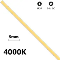 Alcapower COB LED-Streifen SLIM IP20 24V 6W/m 4000K 600lm/m - 5m Rolle, hohe Leuchtdichte mit 504 LED/m für lineare Installationen