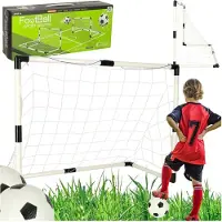 Northio Fußballtor Set für Kinder, klappbar, tragbar, 95x70x48 cm, 2 Tore, 2 Bälle, Pumpe, robust, für drinnen & draußen