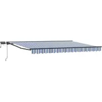 Syfax Manuelle Markise mit Solar-LED 4,5 x 3,5 m Blau-weiß gestreift