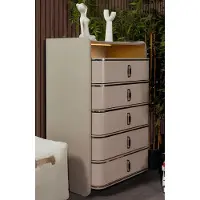 AEA Elegante Beige Wohnzimmer Kommode Designer Anrichte Edle Holzmöbel