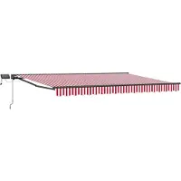 Syfax Manuelle Markise mit Solar-LED 4,5 x 3 m Rot und weiße Streifen