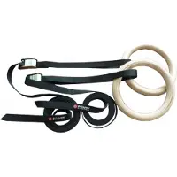 Power System Holz Turnringe mit verstellbaren Nylon-Gurten, 24 cm Durchmesser, 430 cm Länge für CrossFit und funktionelles Training
