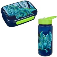 Scooli Lunchbox "mit Trinkflasche", Kinder, Gr. B/H/L: 13,5cm x 6cm x 18cm, blau (jurrasic word), Kunststoff, Lebensmittelaufbewahrungsbehälter Lunchbox