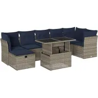 Syfax 8-teiliges Gartensofa-Set mit Kissen, grau, Polyrattan
