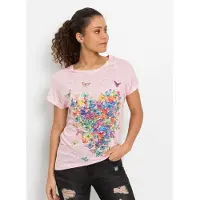 Bonprix T-Shirt toller Materialmix, überschnittene Schultern, hinten länger