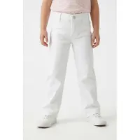 Kids Only Weite Jeans "KOGSYLVIE CLEAN WIDE LEG WHITE PIM NOOS", Mädchen, Gr. 116, N-Gr, weiß, Denim/Jeans, Obermaterial: 69% Baumwolle, 29% Polyester, 2% Elasthan, unifarben, Jeans Weite Jeans