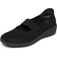 SKECHERS Ballerina "ARYA", Damen, Gr. 37, Textil, schwarz (schwarz unifarben), Schuhe Ballerina, Freizeitschuh, Schlupfschuh mit Handsfree Slip-Ins Funktion