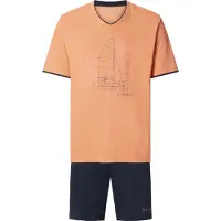 Jan Vanderstorm Schlafanzug "Kurzer Schlafanzug TASON", Herren, Gr. 6XL, orange, Obermaterial: 100% Baumwolle CO., Homewear-Sets Schlafanzug