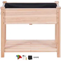 SucceBuy Hochbeet 86,9 x 46,6 x 76,2 cm, Pflanzkasten aus Holz, erhöhter Pflanzkasten für den Außenbereich für Blumen, Gemüse, Kräuter, Hinterhof, Garten, Terrasse, Balkon, Burlywood
