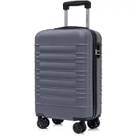 YONSLY Koffer Trolley Reisekoffer Suitcase, Rollkoffer Handgepäck ,mit 4 Rollen360°, Hartschalenreisekoffer, Zahlenschloss, Weicher Gummigriff (M,Grau)