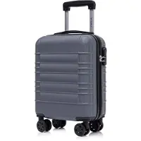 YONSLY Koffer Trolley Reisekoffer Suitcase, Rollkoffer Handgepäck ,mit 4 Rollen360°, Hartschalenreisekoffer, Zahlenschloss, Weicher Gummigriff (S,Grau)