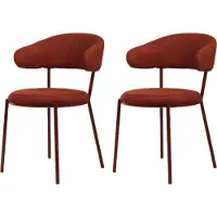 Rebecca Mobili Stühle Talong 80,5x47,5x57,5 Polyestergewebe Stahl Rot Modern SET 2 Stück