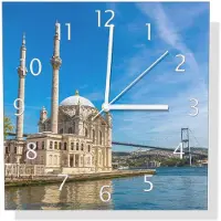 Wallario Design Wanduhr Moschee am Bosporus aus Aluverbund, Größe 30 x 30 cm