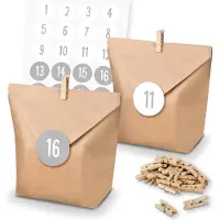 Itenga SET Adventskalender 24x Tüten + Klammern + Zahlensticker (Z31)