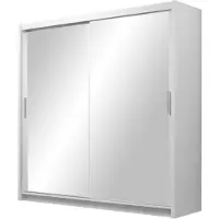 Masseno Schiebetürenschrank NAMI 160/215/61 cm 2-türig mit Spiegel Weiß