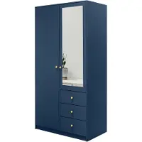 Masseno Drehtürenschrank GALIO 100/200/57,5 cm 2-türig mit Spiegel Blau