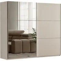 Masseno Schiebetürenschrank IVERN 200/215/65 cm 2-türig mit Spiegel Beige