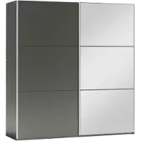 Masseno Schiebetürenschrank IVERN 200/215/65 cm 2-türig mit Spiegel Graphitfarben