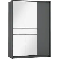 Masseno Schiebetürenschrank RUMBLE 151/217/65 cm 2-türig mit Spiegel Graphitfarben