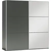 Masseno Schiebetürenschrank IVERN 151/215/65 cm 2-türig mit Spiegel Graphitfarben