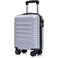 YONSLY Koffer Trolley Reisekoffer Suitcase, Rollkoffer Handgepäck ,mit 4 Rollen360°, Hartschalenreisekoffer, Zahlenschloss, Weicher Gummigriff (S,Silber)