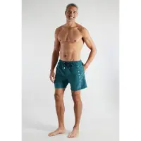 Bugatti Badeshorts , Herren, Gr. 5, N-Gr, grün (grün, mittel, uni), Popeline, Obermaterial: 100% Polyester, Badehosen Badeshorts, basic, mit Logo, mit Kordelzug, bequem