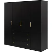 Masseno Drehtürenschrank IRELIA 196/200/57,5 cm 4-türig Schwarz