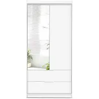 Masseno Drehtürenschrank AKALI 103/213/60 cm 2-türig mit Spiegel Weiß