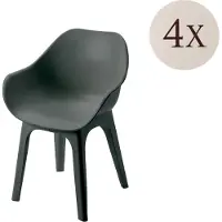 Dmora Beachfield - Outdoor-Stuhl, Anthrazit, 4 Stühle Italy