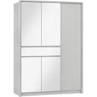 Masseno Schiebetürenschrank RUMBLE 151/217/65 cm 2-türig mit Spiegel Weiß